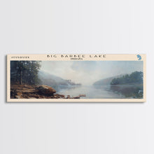 Load image into Gallery viewer, Big Barbee Lake Indiana Framed Canvas Print, Panoramic Lake House Art, Scenic Painting, Travel Poster, Rustic Decor, Nature Scene