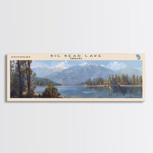 Load image into Gallery viewer, Big Bear Lake California Panoramic Framed Canvas Print, Lake House Decor, Scenic View, Travel Poster, Modern Art, Nature Wall Art