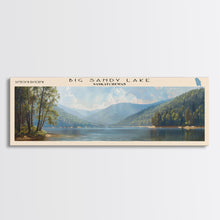Load image into Gallery viewer, Big Sandy Lake Framed Canvas Print, Lake House Art, Panoramic Travel Poster, Scenic View, Modern Decor, Lake Painting