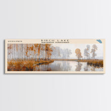 Load image into Gallery viewer, Birch Lake Framed Canvas Print, Panoramic Lake House Decor, Scenic View, Travel Poster, Rustic Art, Lake Painting