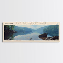 Load image into Gallery viewer, Blairs Valley Lake Maryland Framed Canvas Print, Panoramic Lake House Decor, Scenic View, Travel Poster, Rustic Art, Lake Painting
