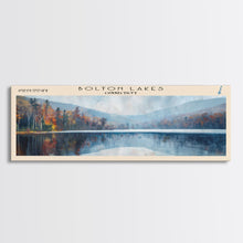 Carregar imagem no visualizador da galeria, Bolton Lakes Connecticut Framed Canvas Print, Panoramic Lake House Art, Scenic View, Travel Poster, Modern Art, Lake Painting