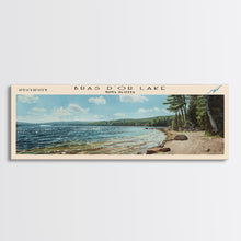 Load image into Gallery viewer, Bras d'Or Lake Framed Canvas Print, Panoramic Lake House Decor, Wall Art, Travel Poster, Rustic Lake Painting, Home Decor