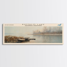 Carregar imagem no visualizador da galeria, Buffalo Lake Framed Canvas Print, Panoramic Lake House Decor, Wall Art, Travel Poster, Modern Lake Painting, Nature Art