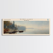 Carregar imagem no visualizador da galeria, Burt Lake Michigan Framed Canvas Print, Panoramic Lake House Decor, Wall Art, Travel Poster, Rustic Lake Painting, Nature Art