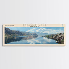 Carregar imagem no visualizador da galeria, Caballo Lake New Mexico Framed Canvas Print, Lake House Art, Panoramic Wall Art, Travel Poster, Modern Lake Painting, Home Decor