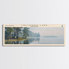 Carregar imagem no visualizador da galeria, Calcasieu Lake Framed Canvas Print, Lake House Art, Panoramic Wall Art, Travel Poster, Minimalist Lake Painting, Home Decor