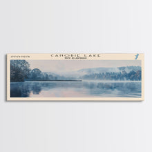 Carregar imagem no visualizador da galeria, Canobie Lake New Hampshire Framed Canvas Print, Panoramic Lake House Art, Wall Art, Travel Poster, Modern Lake Painting, Nature Art