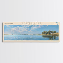 Cargar imagen en el visor de la galería, Carter Lake Nebraska Framed Canvas Print, Lake House Art, Panoramic Wall Art, Travel Poster, Modern Lake Painting, Home Decor
