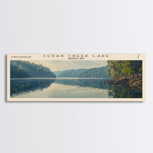 Cargar imagen en el visor de la galería, Cedar Creek Lake Kentucky Framed Canvas Print, Panoramic Lake House Decor, Wide Wall Art, Travel Poster, Rustic Lake Painting, Nature Art