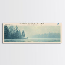 Cargar imagen en el visor de la galería, Churchill Lake Framed Canvas Print, Panoramic Lake House Decor, Wide Wall Art, Travel Poster, Modern Lake Painting, Nature Art