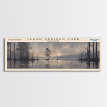 Cargar imagen en el visor de la galería, Clear Springs Lake Mississippi Framed Canvas Print, Panoramic Lake House Decor, Wide Wall Art, Travel Poster, Modern Lake Painting, Nature Art