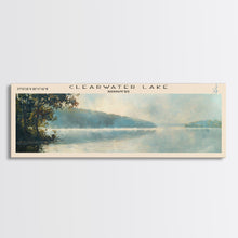 Cargar imagen en el visor de la galería, Clearwater Lake Missouri Framed Canvas Print, Lake House Decor, Panoramic Wide Art, Travel Poster, Rustic Lake Painting, Nature Art
