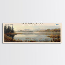 Cargar imagen en el visor de la galería, Cobbosseecontee Lake Maine Framed Canvas Print, Panoramic Lake House Decor, Wide Wall Art, Travel Poster, Rustic Lake Painting, Nature Art