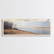 Cargar imagen en el visor de la galería, Conestoga Lake Nebraska Framed Canvas Print, Panoramic Lake House Decor, Wide Wall Art, Travel Poster, Modern Lake Painting, Nature Art