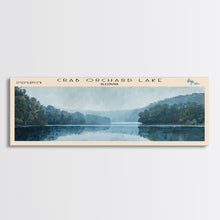 Load image into Gallery viewer, Crab Orchard Lake Illinois Framed Canvas Print, Lake House Art, Panoramic Wide Art, Travel Poster, Modern Lake Painting, Nature Art