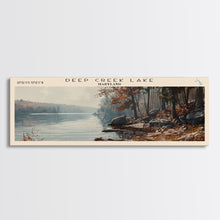 Load image into Gallery viewer, Deal Lake New Jersey Framed Canvas Print, Lake House Art, Panoramic Wall Art, Travel Poster, Rustic Lake Painting, Home Decor