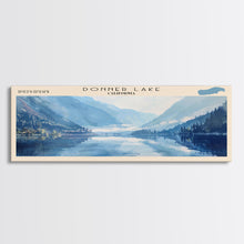 Load image into Gallery viewer, Donner Lake California Framed Canvas Print, Lake House Decor, Panoramic Wall Art, Travel Poster, Modern Lake Painting, Nature Art