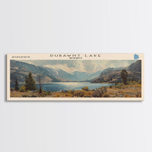 Load image into Gallery viewer, Dubawnt Lake Panoramic Framed Canvas Print, Lake House Decor, Wall Art, Travel Poster, Modern Lake Painting, Nature Art