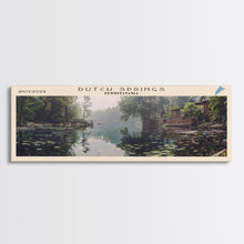 Load image into Gallery viewer, Dutch Springs Pennsylvania Framed Canvas Print, Lake House Art, Panoramic Wall Art, Travel Poster, Rustic Lake Painting, Home Decor