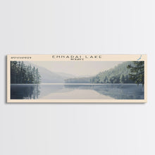 Load image into Gallery viewer, Ennadai Lake Framed Canvas Print, Lake House Decor, Panoramic Wall Art, Travel Poster, Rustic Lake Painting, Home Decor