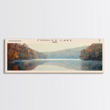 Cargar imagen en el visor de la galería, Findley Lake Ohio Framed Canvas Print, Lake House Art, Panoramic Travel Poster, Wall Art, Vibrant Lake Painting, Home Decor
