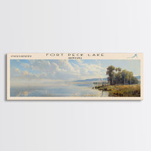 Carregar imagem no visualizador da galeria, Fort Peck Lake Montana Framed Canvas Print, Lake House Art, Panoramic Wall Art, Travel Poster, Serene Lake Painting, Home Decor