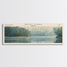 Load image into Gallery viewer, Geist Lake Indiana Framed Canvas Print, Panoramic Lake House Decor, Wall Art, Travel Poster, Peaceful Lake Painting, Nature Art