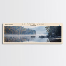 Load image into Gallery viewer, Griffith Lake Vermont Framed Canvas Print, Lake House Decor, Panoramic Wall Art, Travel Poster, Beautiful Lake Painting, Nature Art