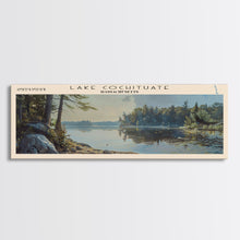Cargar imagen en el visor de la galería, Lake Cochituate Massachusetts Framed Canvas Print, Lake House Decor, Panoramic Wall Art, Travel Poster, Beautiful Lake Painting, Nature Art