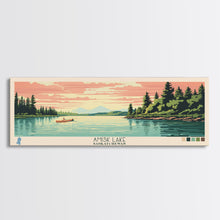 Load image into Gallery viewer, Amisk Lake Saskatchewan Framed Canvas Print, Panoramic Wall Art, Midcentury Modern, Pop Art, Travel Poster, Scenic Living Room Art