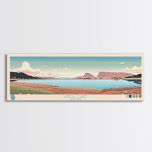 Load image into Gallery viewer, Angel Lake Nevada Framed Canvas Print, Panoramic Wall Art, Midcentury Modern, Pop Art, Travel Poster, Scenic Lake House Art
