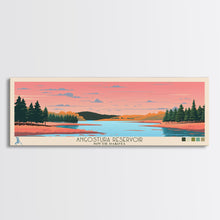 Load image into Gallery viewer, Angostura Reservoir South Dakota Framed Canvas Print, Panoramic Travel Poster, Midcentury Modern Wall Art, Pop Art, Lake House Decor