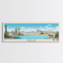 Carregar imagem no visualizador da galeria, Baker Lake Washington Framed Canvas Print, Panoramic Travel Poster, Midcentury Modern Wall Art, Pop Art, Nature Living Room Art