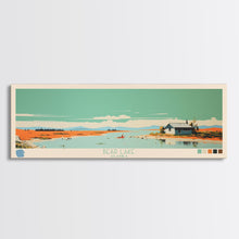 Load image into Gallery viewer, Bear Lake North Slope Alaska Framed Canvas Print, Panoramic Travel Poster, Midcentury Modern Wall Art, Pop Art, Lake House Decor, Nature Art