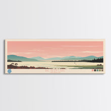 Load image into Gallery viewer, Big Glen Lake Michigan Framed Canvas Print, Panoramic Wall Art, Midcentury Modern, Pop Art, Travel Poster, Scenic Living Room Decor, Bedroom Art