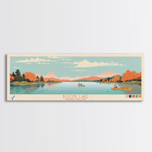Load image into Gallery viewer, Boone Lake Rhode Island Framed Canvas Print, Panoramic Travel Poster, Midcentury Modern Wall Art, Pop Art, Nature Bedroom Decor, Scenic Lake House Art