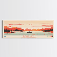 Carregar imagem no visualizador da galeria, Buffalo Lake Northwest Territories Framed Canvas Print, Pop Art Panoramic Travel Poster, Midcentury Modern, Wall Art, Scenic Nature Painting, Bedroom Decor