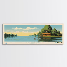 Carregar imagem no visualizador da galeria, Calcasieu Lake Louisianna Framed Canvas Print, Pop Art Panoramic Travel Poster, Midcentury Modern, Wall Art, Scenic Nature Painting, Bedroom Decor