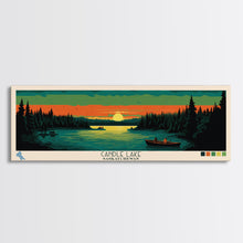 Carregar imagem no visualizador da galeria, Candle Lake Saskatchewan Framed Canvas Print, Midcentury Modern Panoramic Wall Art, Living Room Decor, Pop Art, Travel Poster Art, Scenic Nature Painting