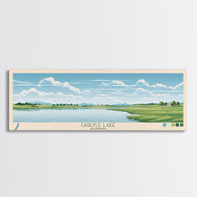 Cargar imagen en el visor de la galería, Carter Lake Nebraska Framed Canvas Print, Midcentury Modern Panoramic Wall Art, Living Room Decor, Pop Art, Travel Poster Art, Scenic Nature Painting, Lake House Decor