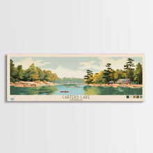 Cargar imagen en el visor de la galería, Carters Lake Georgia Framed Canvas Print, Pop Art Panoramic Travel Poster, Midcentury Modern, Wall Art, Scenic Nature Painting, Bedroom Decor, Living Room Art