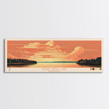 Cargar imagen en el visor de la galería, Cedar Creek Lake Kentucky Framed Canvas Print, Midcentury Modern Panoramic Wall Art, Living Room Decor, Pop Art, Travel Poster Art, Scenic Nature Painting, Lake House Decor