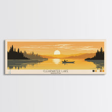 Cargar imagen en el visor de la galería, Clearwater Lake Missouri Framed Canvas Print, Pop Art Panoramic Travel Poster, Midcentury Modern, Wall Art, Scenic Nature Painting, Bedroom Decor, Living Room Art