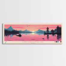 Cargar imagen en el visor de la galería, Cobbosseecontee Lake Maine Framed Canvas Print, Midcentury Modern Panoramic Wall Art, Living Room Decor, Pop Art, Travel Poster Art, Scenic Nature Painting, Lake House Decor
