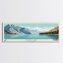 Cargar imagen en el visor de la galería, Convict Lake California Framed Canvas Print, Midcentury Modern Panoramic Wall Art, Living Room Decor, Pop Art, Travel Poster Art, Nature Art, Lake House Decor