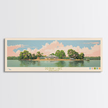 Load image into Gallery viewer, DeGray Lake Arkansas Framed Canvas Print, Midcentury Modern Panoramic Wall Art, Bedroom Decor, Pop Art, Travel Poster Art, Scenic Nature Painting