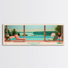 Load image into Gallery viewer, DeQueen Lake Arkansas Framed Canvas Print, Midcentury Modern Panoramic Wall Art, Living Room Decor, Pop Art, Travel Poster Art, Scenic Nature Painting