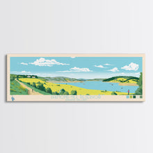 Load image into Gallery viewer, Diamond Hill Reservoir Rhode Island Framed Canvas Print, Midcentury Modern Panoramic Wall Art, Living Room Decor, Pop Art, Travel Poster Art, Scenic Nature Painting