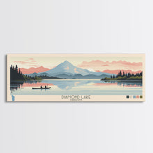 Load image into Gallery viewer, Diamond Lake Oregon Framed Canvas Print, Midcentury Modern Panoramic Wall Art, Bedroom Decor, Pop Art, Travel Poster Art, Scenic Nature Painting